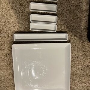 Pampered Chef White large square platter with cracker holders